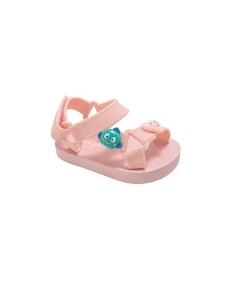 Детские сандалии Bebe из EVA лёгкие, с подвесками-персонажами, для девочки, цвет: Пудровый