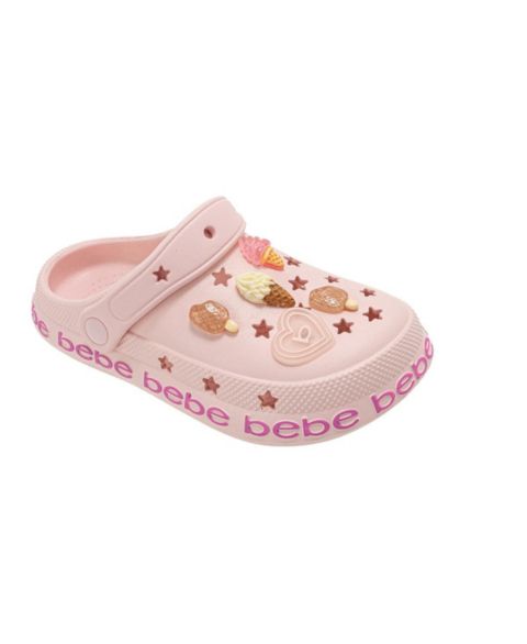 Сабо Bebe EVA Slip - On with Treat and Logo Charms Clogs для девочек, цвет: Пудровый