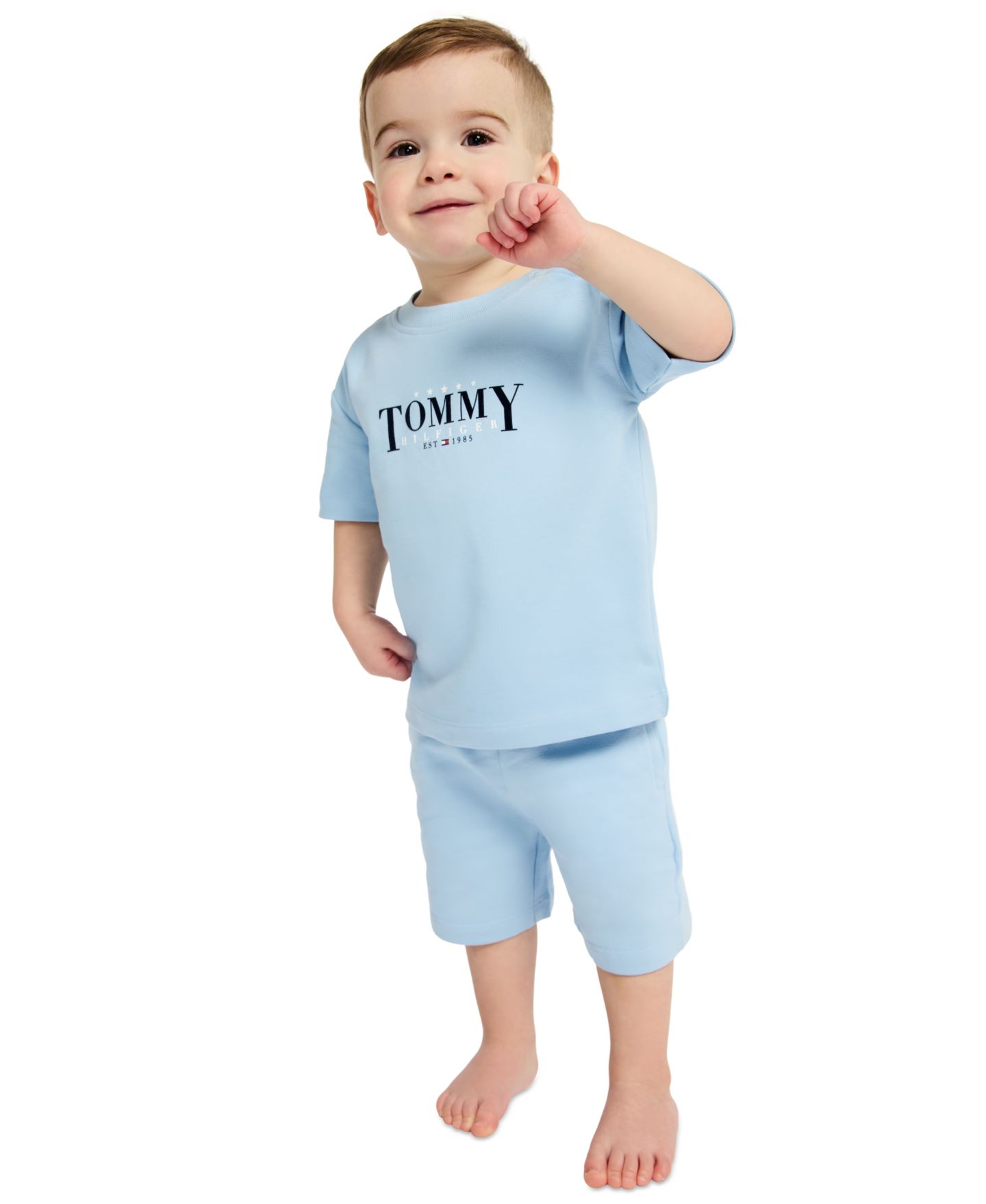 Комплект Tommy Hilfiger Crewneck T-Shirt and French Terry Shorts, 2-Piece Set для мальчиков-малышей, цвет: Синий — фото 1