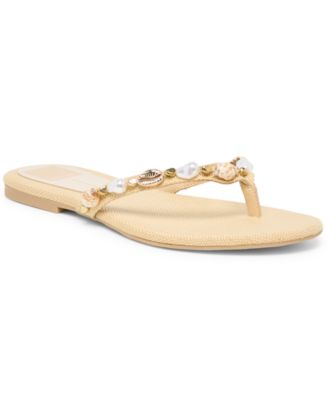 Women's Kysha Embellished Shell Thong Slip-On Flip Flop Sandals