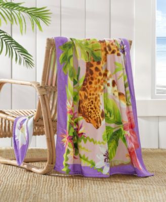 Cotton Hidden Leopard Printed Beach Towel, 38" x 70"