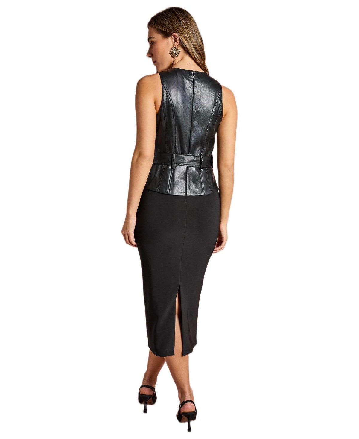 Coast Women's Pu Bodice Pencil Midi Dress