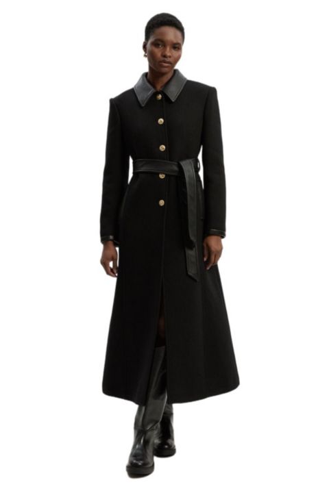 Женские куртки Karen Millen Wool Pu Mix Belted Tailored Maxi Coat