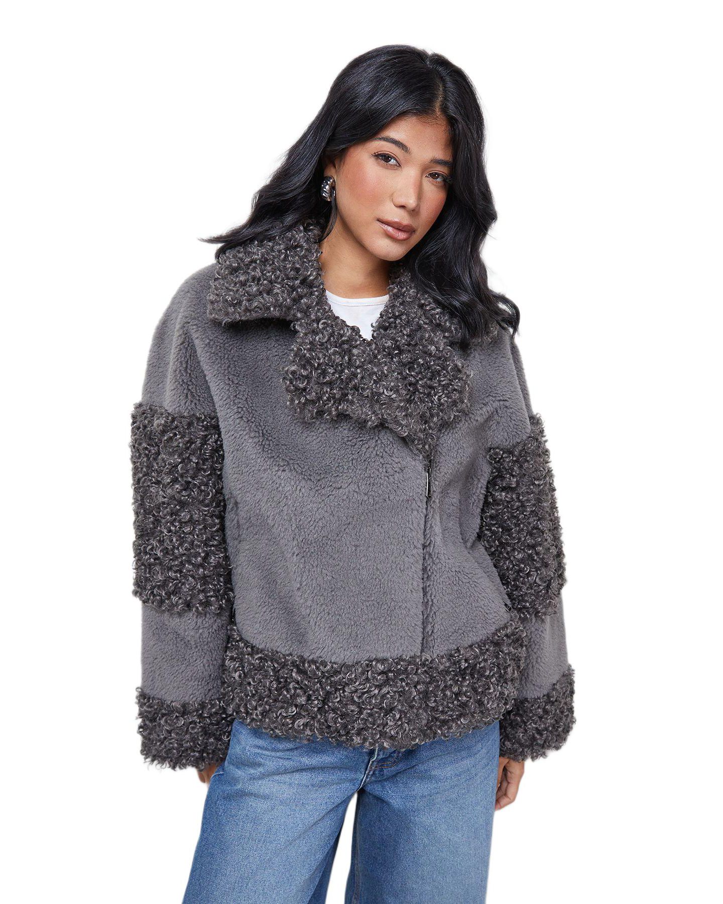 Женская куртка Warehouse Faux Fur Mix Zip Through — фото 1