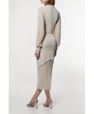 Women's Woven Sleeved Pleated Dress