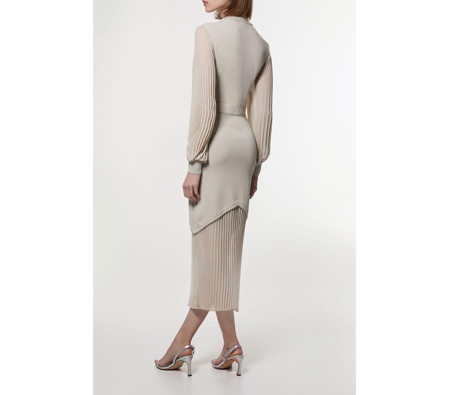 Women's Woven Sleeved Pleated Dress