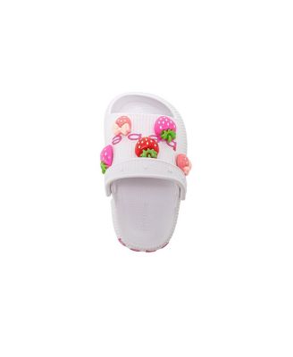 Toddler Girl's  Lightweight Platform EVA Slides - Slip - On Comfy with Strawberry Charm Accents