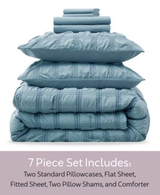 Luxury Soft Seersucker Design 7-Pc. Comforter Set, Queen