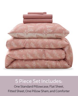 Luxury Soft Botanical Design 5-Pc. Comforter Set, Twin