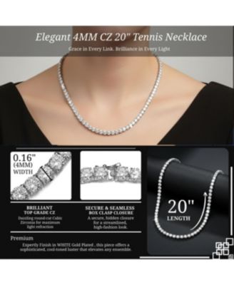 Women's 20" Elegant Tennis Necklace Clear Cubic Zirconia
