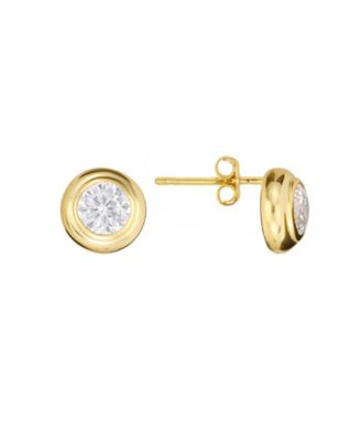 Cubic Zirconia Bezel Stud Earrings