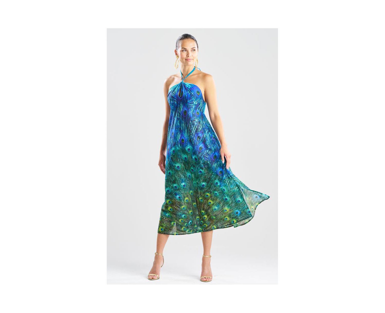 Women's Peacock - Cotton Voile Maxi Dress