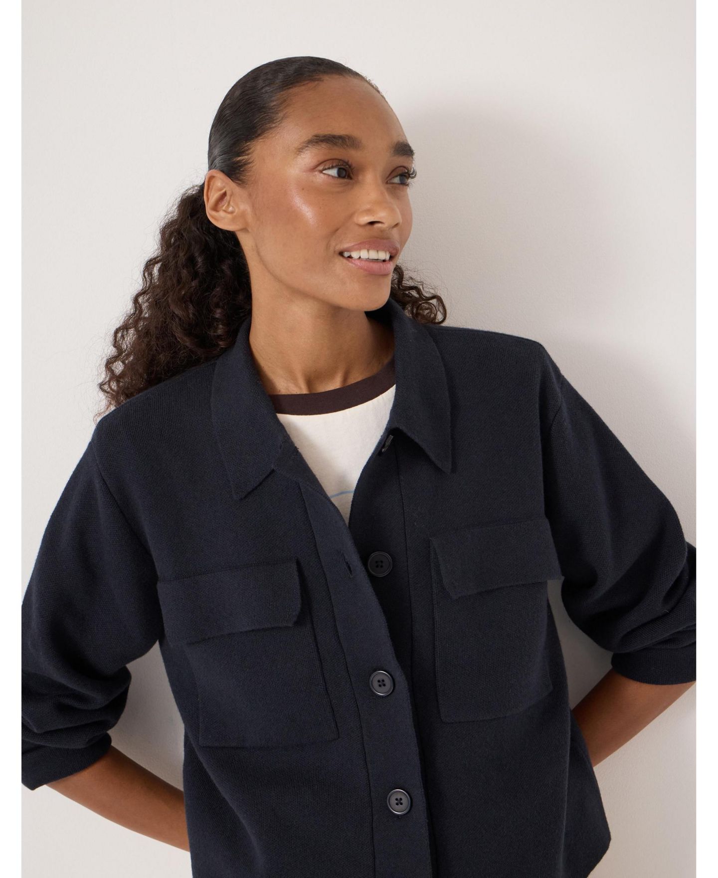 Женские куртки Hush Bobbie Knitted Shacket, цвет: Тёмно-синий — фото 5
