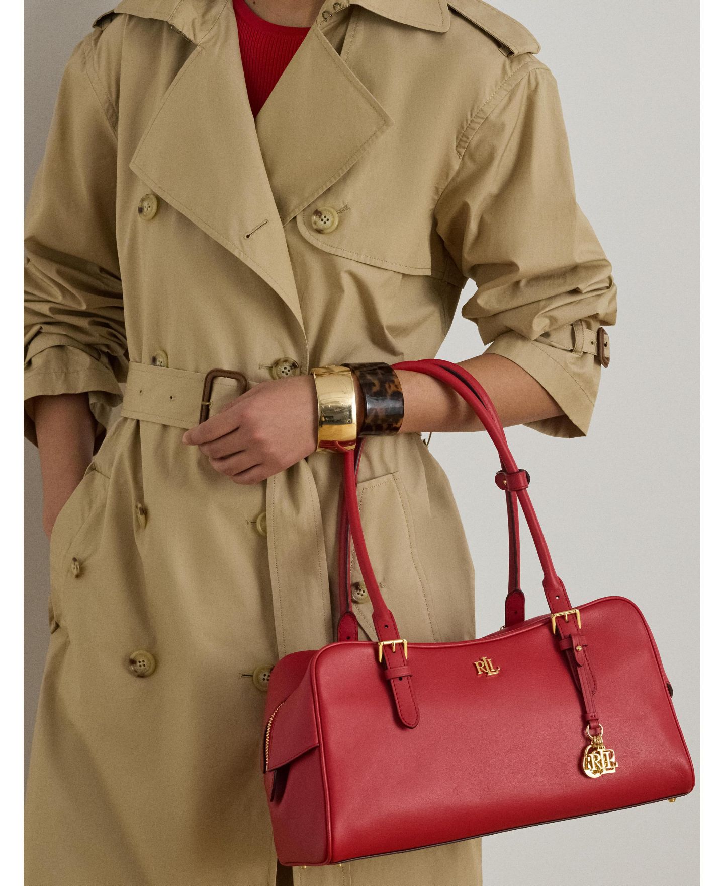 Женская сумка Lauren Ralph Lauren Leather Large Marcy Zip Slim Shoulder, цвет: Красный — фото 2