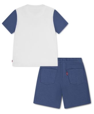 Boys' 2T-7 Smiley Check T-Shirt and Shorts, 2-Piece Set
