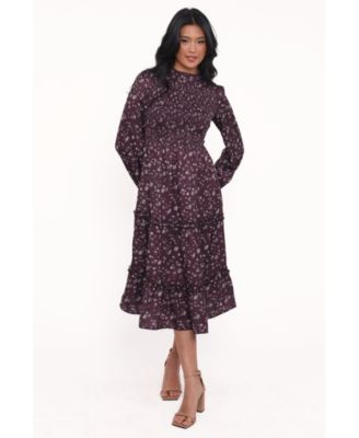 Women's Edwina Shirred Frill Long Sleeve Midi Dress