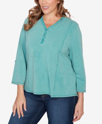 Plus Size Lace Applique French Terry Top