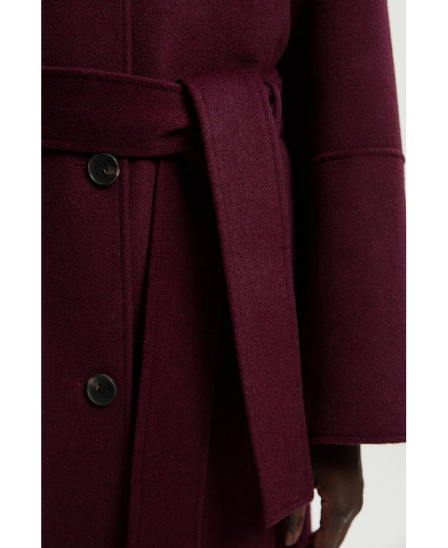Женское пальто Karen Millen Wool Single Breasted Belted Maxi, цвет: Бордовый — фото 4