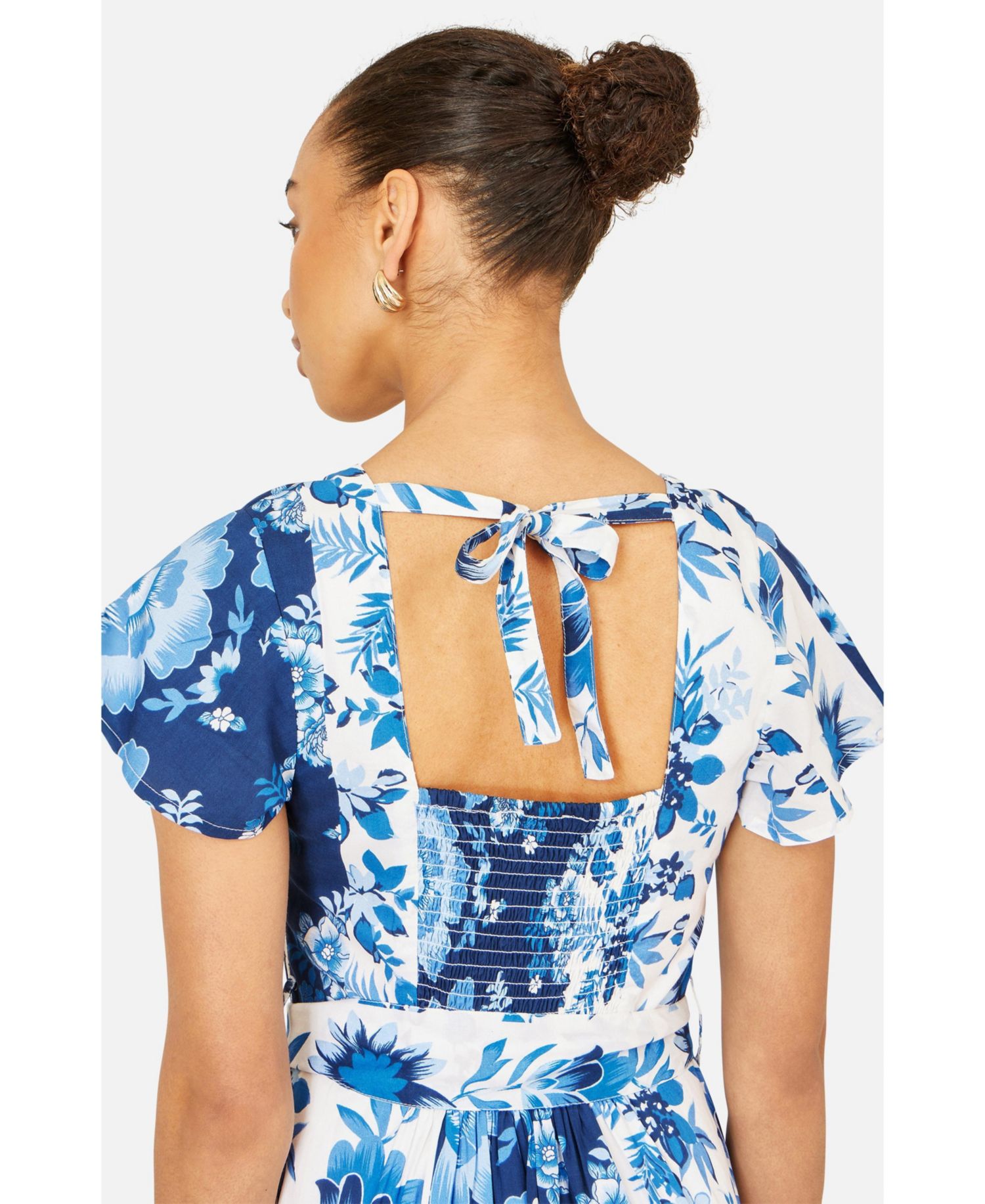 Women's Floral Belted Midi Dress