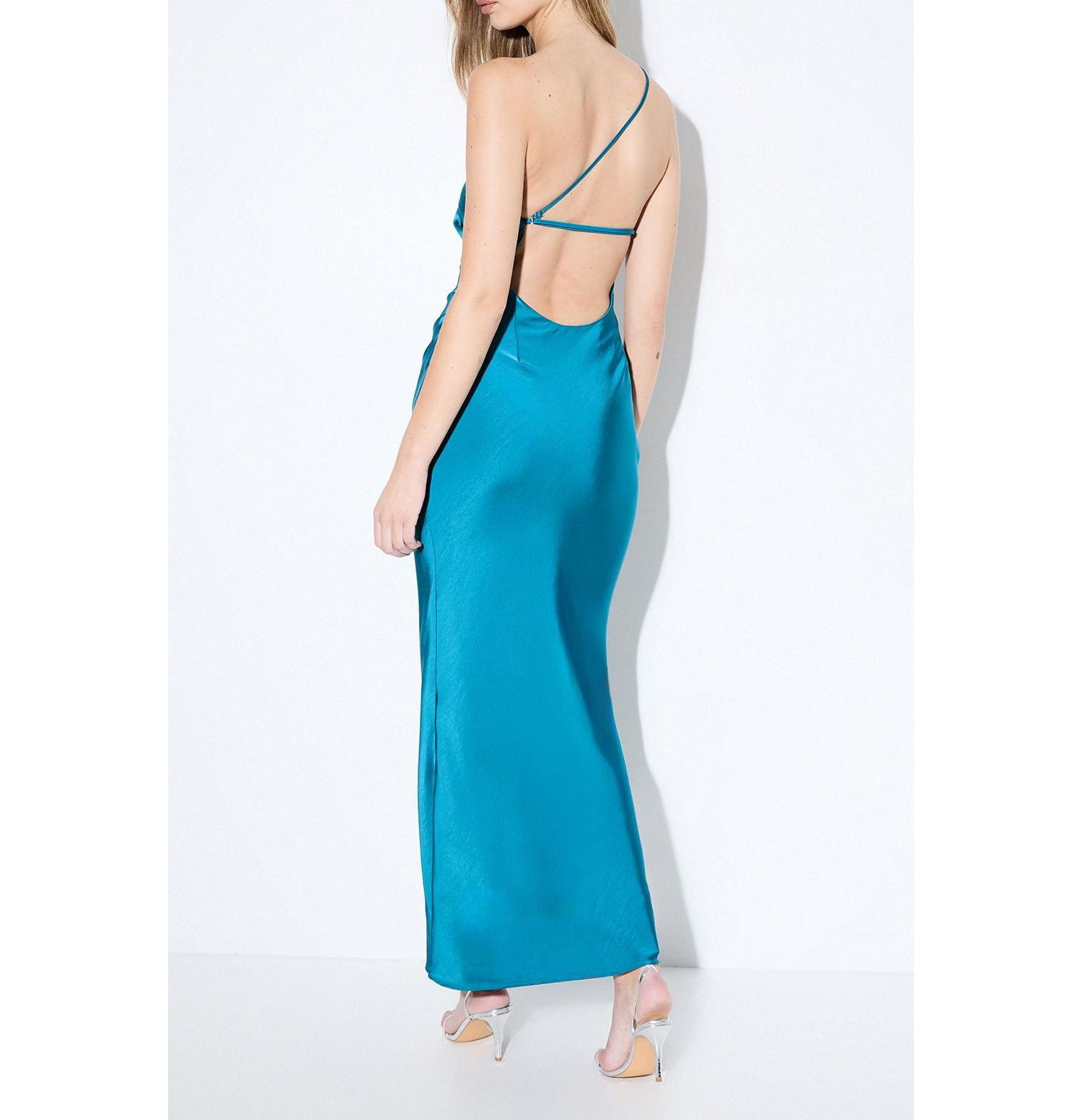 Women's Satin Asymmetric Maxi Bridesmaid Dress