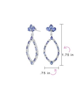 Open Teardrop Leaf Tanzanite Zircon Chandelier Earrings