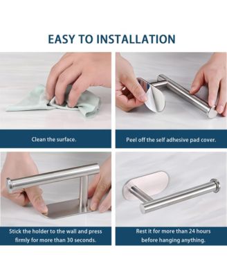 Self Adhesive Toilet Paper Holder - Stainless Steel, Rustproof, No Drilling, Wall Mount Bathroom Tissue Holder for Bathroom (Brushed Nicke)