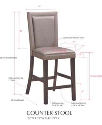 Counter Height Stool with PVC fabric upholstery in a steel finish