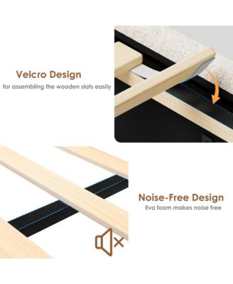 Platform Bed Frame, Lighted Upholstered Bed Frame with 4 Storage Drawers and Headboard