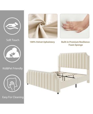 Platform Bed Frame, Upholstered Bed Frame with Headboard and Footboard,Bed Frame with Strong