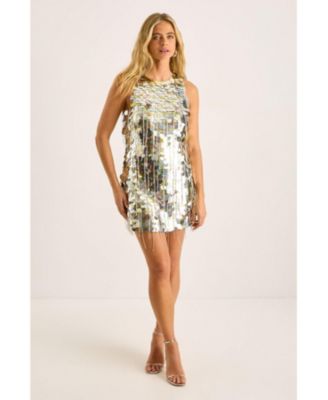 Women's Disc Tassel High Neck Mini Dress