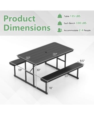 Picnic Table Bench Set for 2-4 People Outdoor Rectangular Camping Dining Table