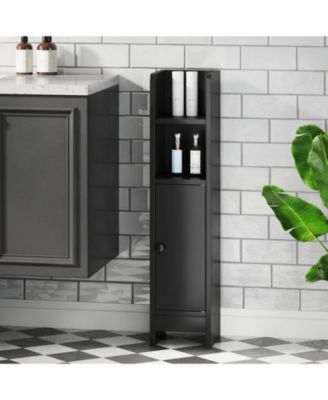 Bathroom Storage Cabinet with Adjustable Shelf 1 Door & 2 Open Shelves Living Room