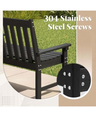 Garden Bench All-Weather HDPE 2-Person Outdoor Bench for Front Porch Backyard