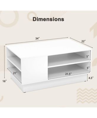 34" Long Rectangle Center Table Coffee Table with 2-Tier Open Storage Shelves