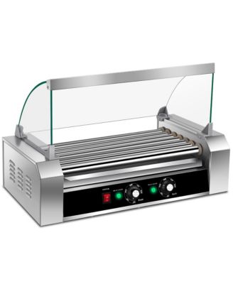 18 Hot Dog Hotdog 7 Roller Grill Cooker Machine w/ Cover