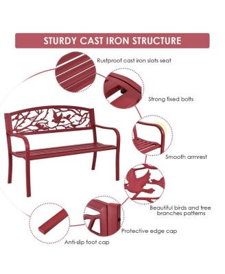 Patio Garden Bench Park Yard Outdoor Furniture Cast Iron Porch Chair