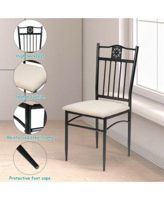 5 Piece Dining Set Wood Metal Table and 4 Chairs Kitchen Breakfast Furniture