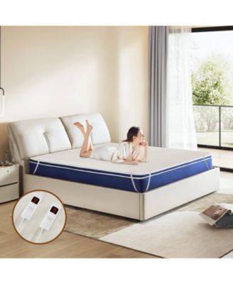 76” x 54” Full Size Heated Mattress Pad with 9 Heating Levels & 9H Timer, Dual Controllers