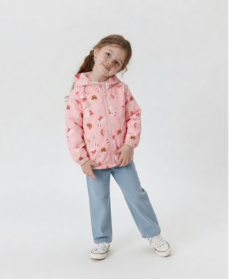 Toddler Girls Fleece Lined Windbreaker Rain Jacket
