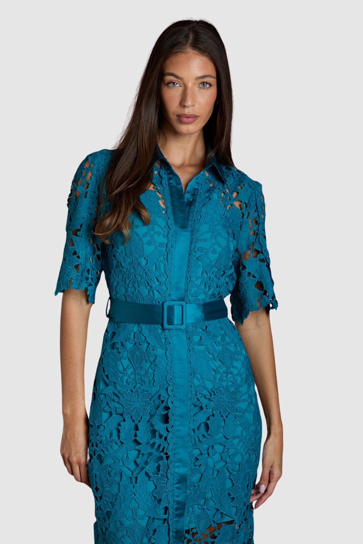 Coast Women's Lace Short Sleeve Shirt Dress