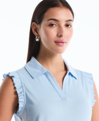 Petite Ruffle Sleeveless Polo Shirt