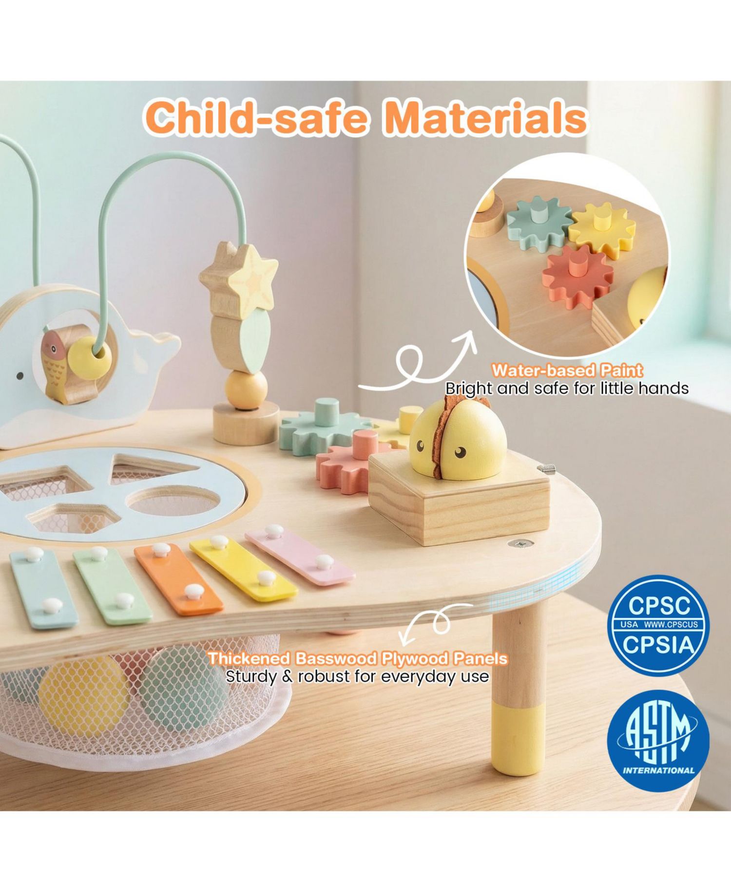 7-in-1 Montessori Wooden Activity Table, 12 Months+