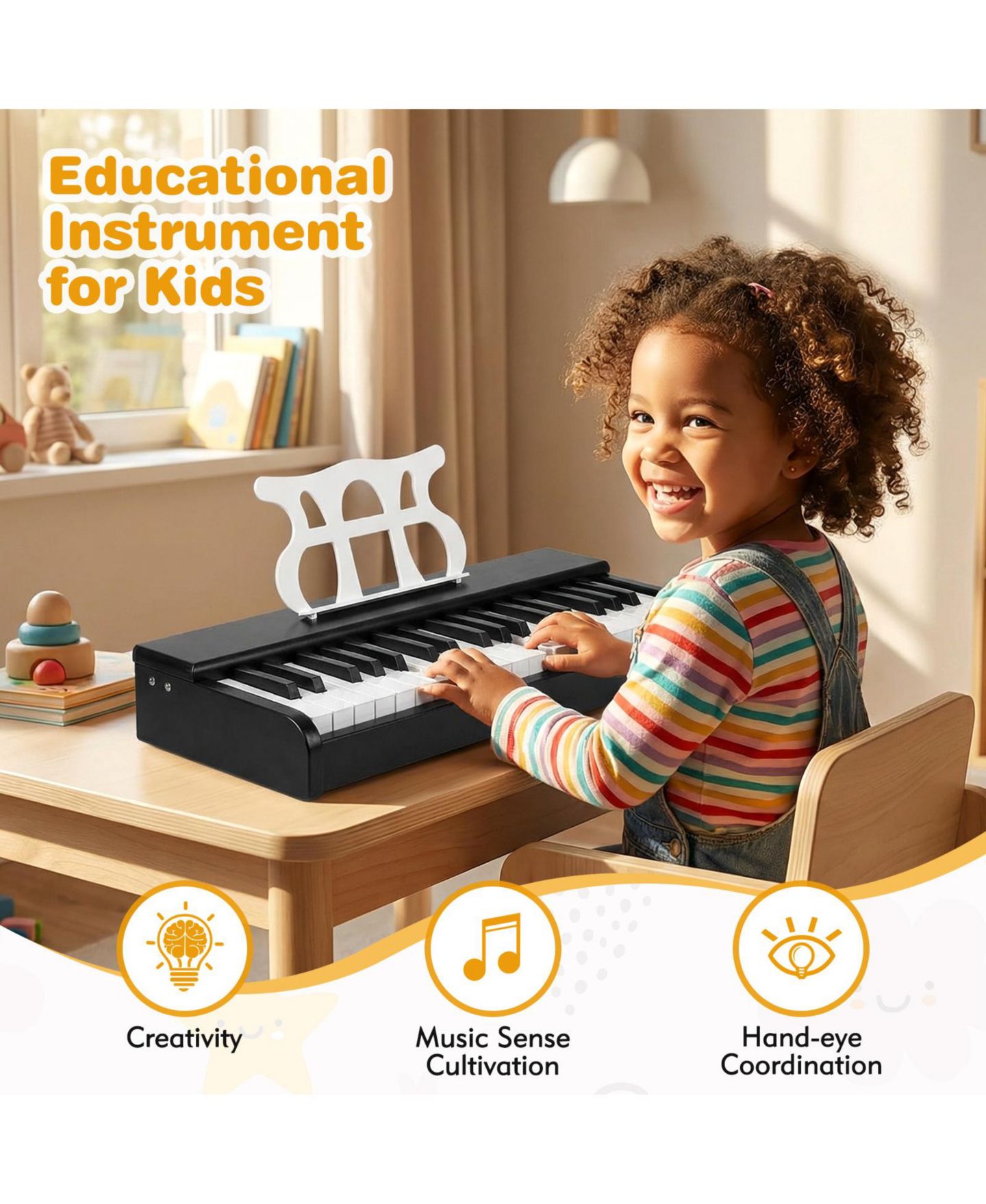Детская игрушка Mecale 30-Key Kids Digital Piano with Music Stand, Ages 3+, цвет: Чёрный — фото 2