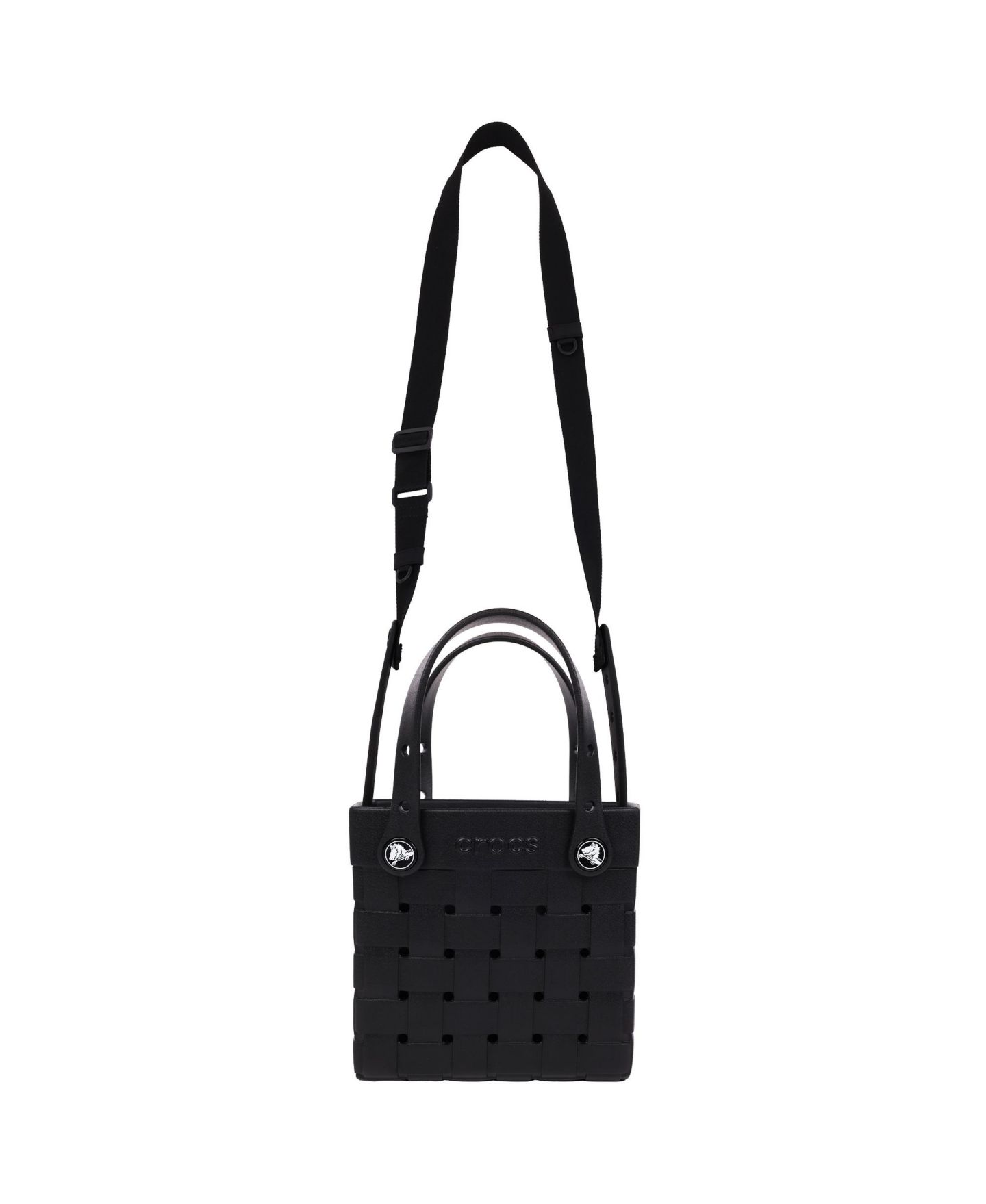 Женская сумка Crocs Small Woven Style Crocssbody Tote with Top Handles and removeable Crocssbody strap, цвет: Чёрный — фото 5