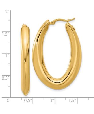 Solid 18k Yellow Gold 41x28mm Puffed Oval Hoop Earrings
