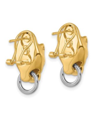 Solid 18k Two-tone Gold Italian 24x13mm Panther Head Omega Back Earrings