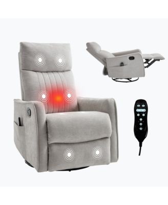 Recliner Chair with Heat Massage Manual Rocker and Swivel