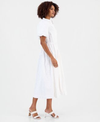 Women's Cotton Button-Front Tiered Dress