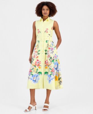 Women's Sleeveless Belted Shirtdress