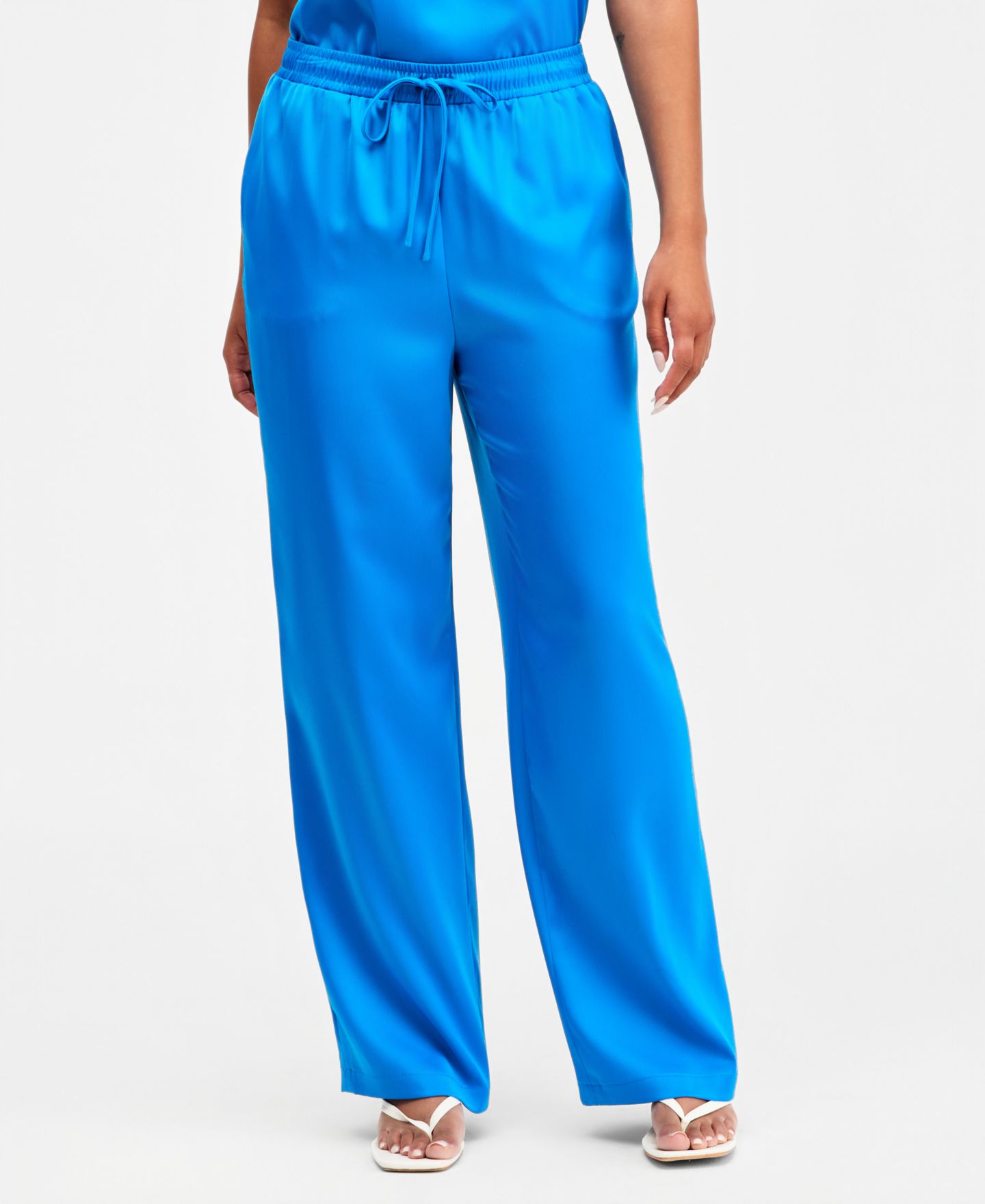 Женские брюки Bar III Satin Pull-On, цвет: Глубокий аквамариновый — фото 2